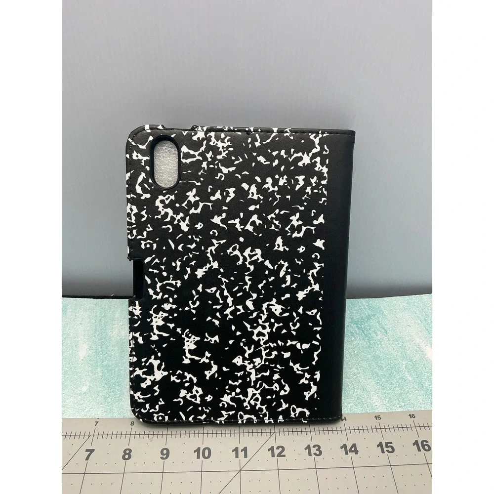 Fintie iPad Mini 7 Case Composition Book Folio Stand Cover Black White Retro